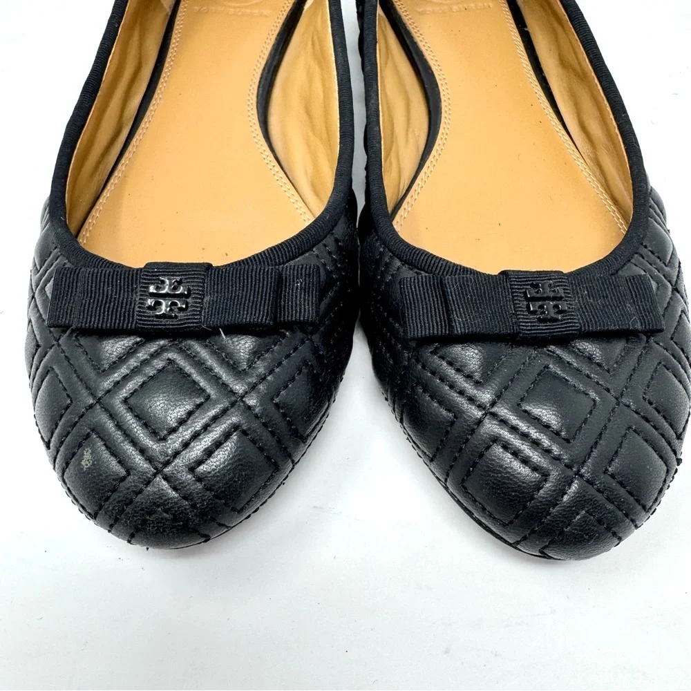 Tory Burch Marion Quilted Leather Ballet Flat Black